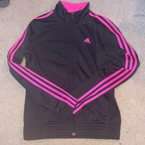 Adidas pink and black track jacket